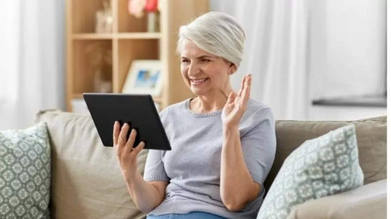 Older person using tablet